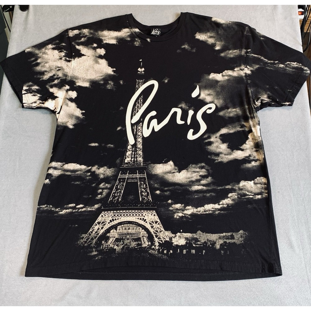 Paris Hotel Casino Las Vegas T-Shirt AOP Eiffel Tower Baggy Sz XL/2XL
